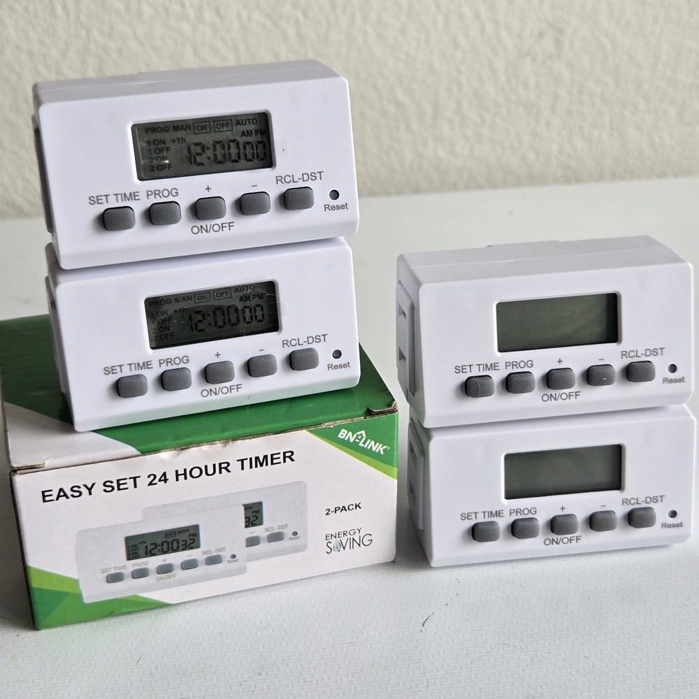 4 BN-LINK Mini Indoor Easy Set Daily 24-Hour Digital Outlet Timer 2 Prong